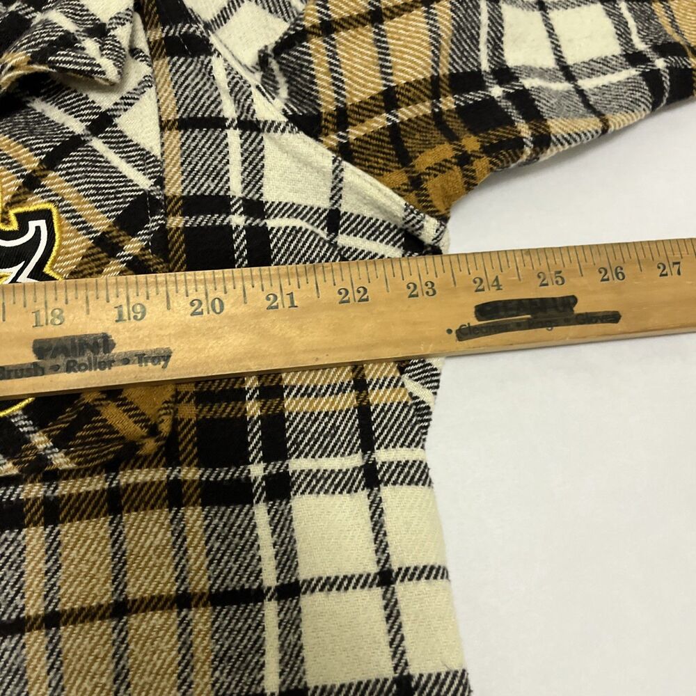 DOGG SUPPLY Men's Flannel Shirt by Snoop Dogg Yellow Black White Plaid Size XL - Picture 7 of 10